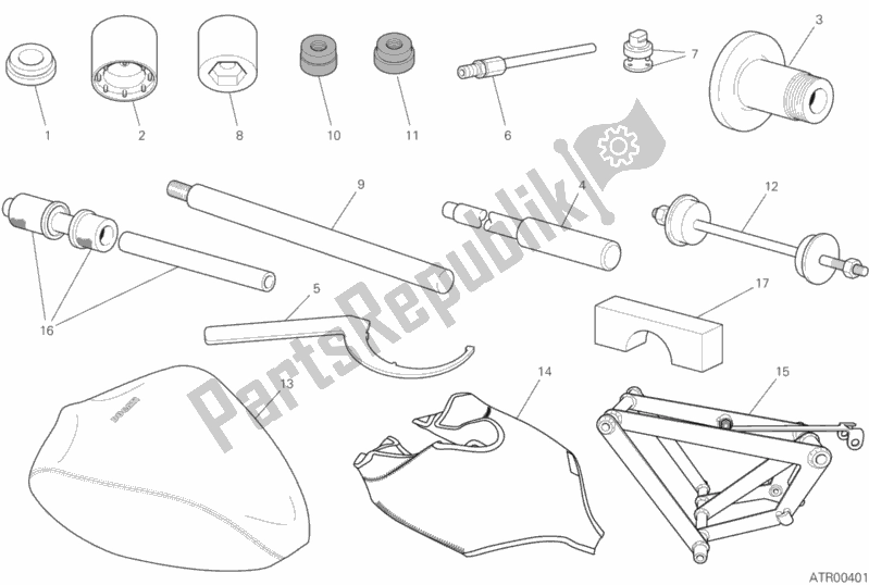 All parts for the Workshop Service Tools (frame) of the Ducati Superbike Panigale V4 S Brasil 1100 2019
